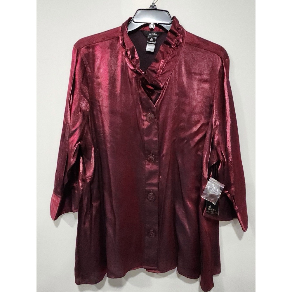 Ali Miles NWT Women's 3xl Button Up Tunic Top‎ Collared